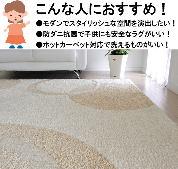 こんな人におすすめ!モダンでスタイリッシュな空間を演出したい!防ダニ・抗菌で子供にも安全なラグがいい!ホットカーペット対応で洗えるものがいい!