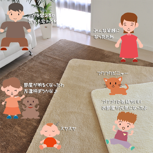 実店舗 人気NO3 防ダニ抗菌!ムートン調ラグ ムーア
